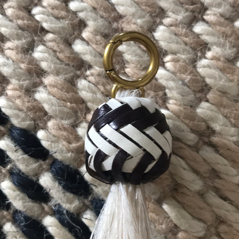 Tory Burch woven leather + horsehair bag charm - Picture 2 of 2